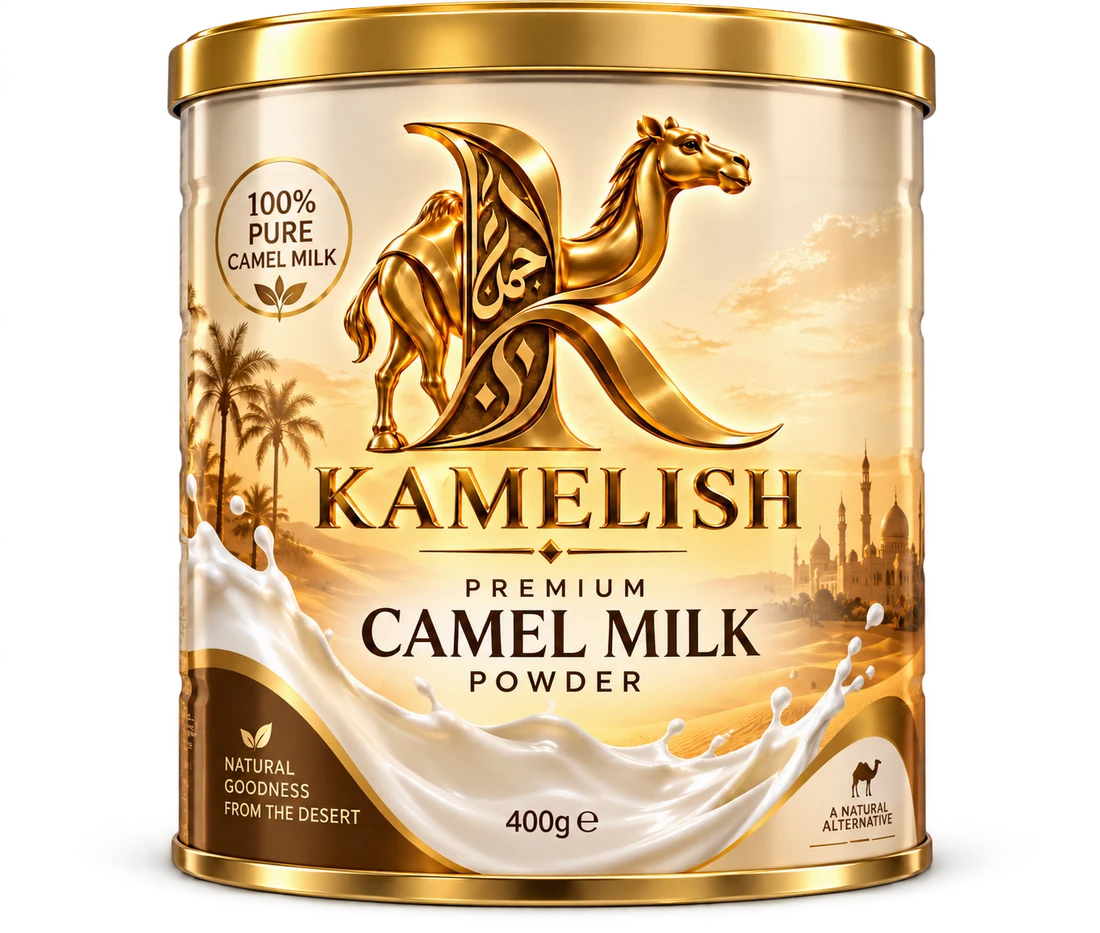Kamelish 400g full-cream camel milk powder packaging